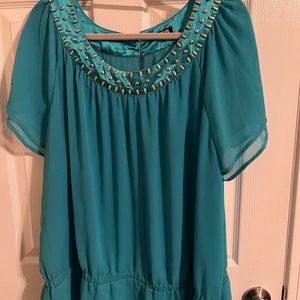 Turquoise drop waist lined tunic